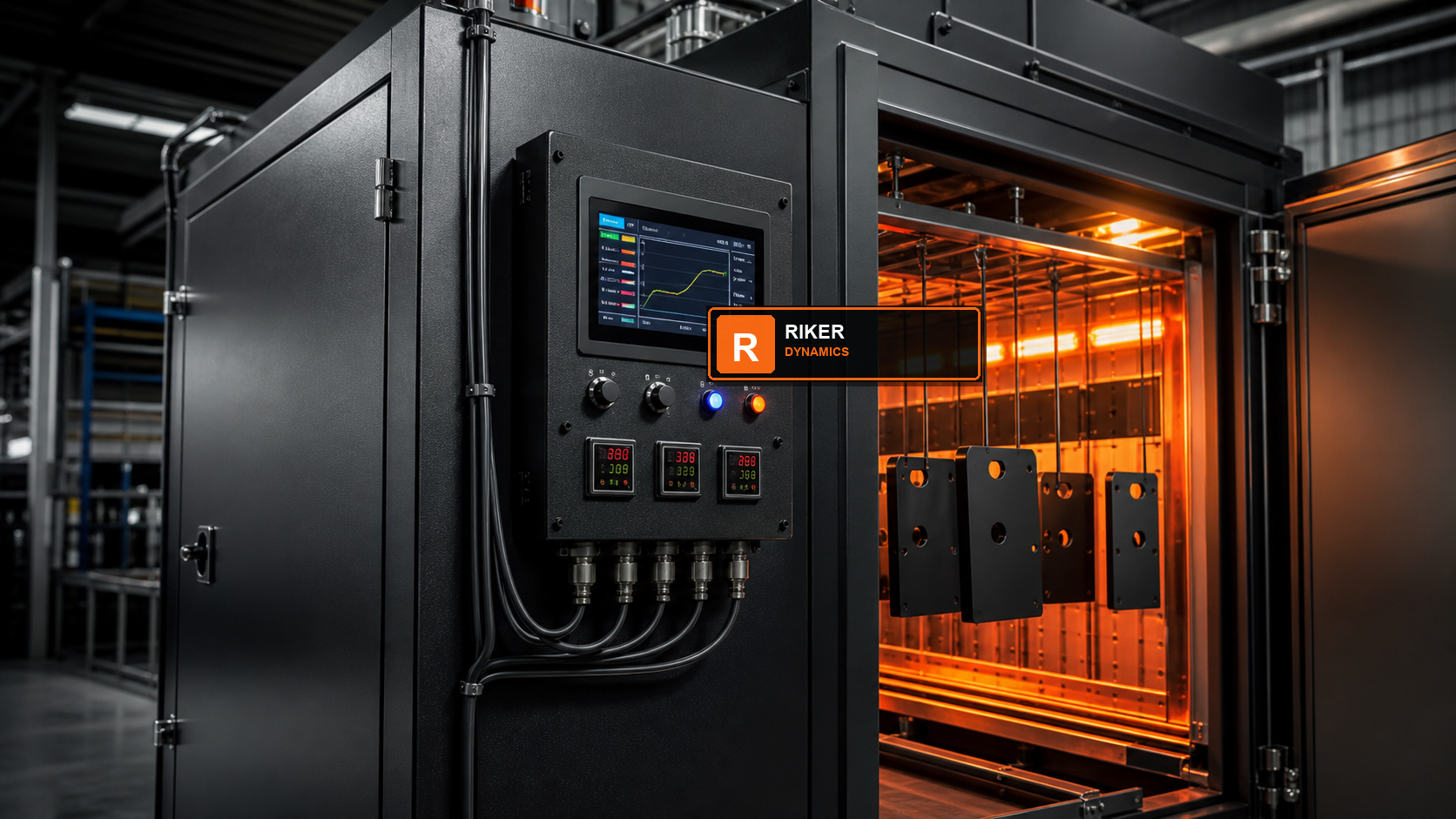Riker Dynamics powder coating oven controls for repeatable curing